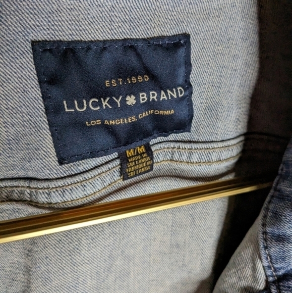 Lucky Brand Medium The Tomboy Trucker‎ Distressed Cropped Denim Jean Jacket - Picture 4 of 10